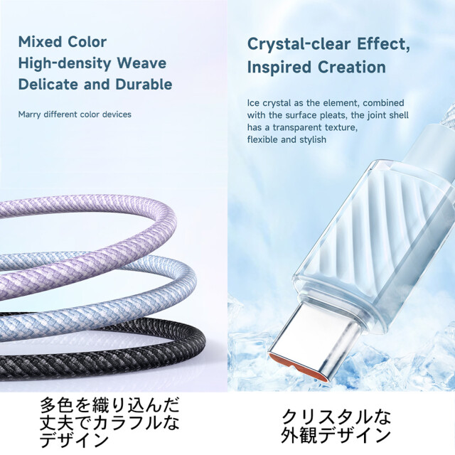 100W Type-C to Type-C Transparent Data Cable 1.2m (パープル)サブ画像