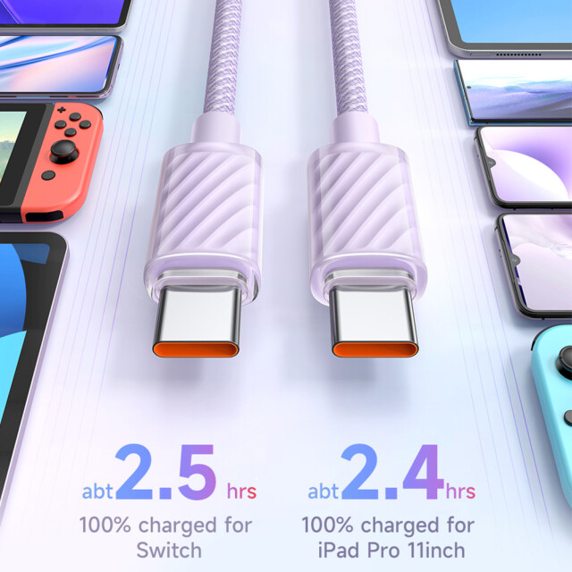 100W Type-C to Type-C Transparent Data Cable 1.2m (パープル)サブ画像