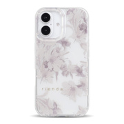 【iPhone16 ケース】rienda TPUクリアケース (Dress Flower/くすみホワイト)