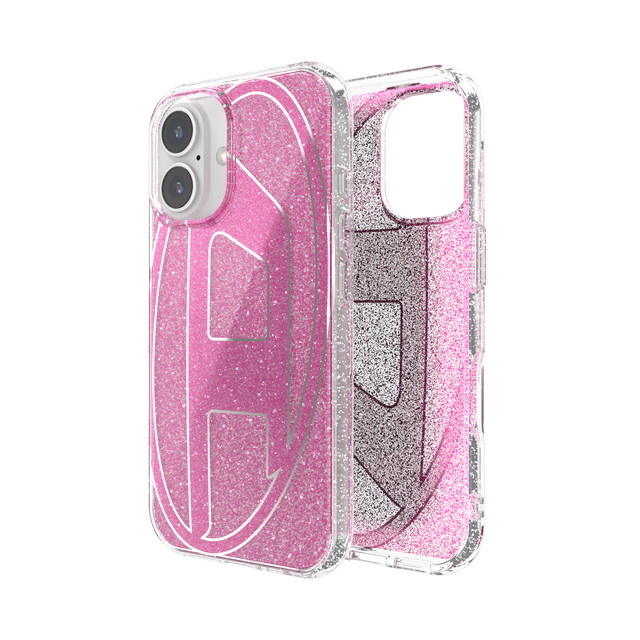 【iPhone16 ケース】Oval D Glitter (Pink)