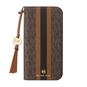 【iPhone16 ケース】Folio Case Stripe with Tassel Charm for Magsafe (Brown)