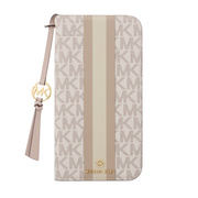 【iPhone16 Plus ケース】Folio Case Stripe with Tassel Charm for Magsafe (Vanilla)