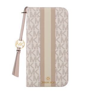 【iPhone16 Plus ケース】Folio Case Stripe with Tassel Charm for Magsafe (Vanilla)