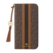 【iPhone16 Pro Max ケース】Folio Case Stripe with Tassel Charm for Magsafe (Brown)