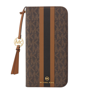 【iPhone16 Pro Max ケース】Folio Case Stripe with Tassel Charm for Magsafe (Brown)