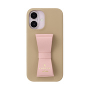 【iPhone16 ケース】Slim Wrap Case Stand & Ring Ribbon (Beige×Pink)