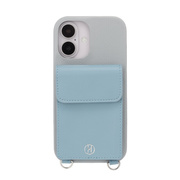 【iPhone16 ケース】Wrap Case with Pouch (Gray×Light Blue)