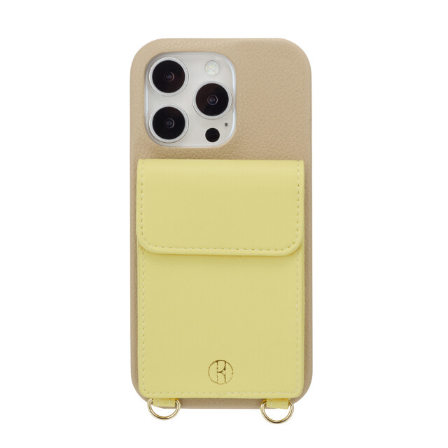 【iPhone16 Pro ケース】Wrap Case with Pouch (Beige×Yellow)