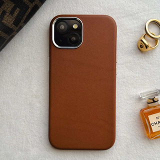 【iPhone15/14/13 ケース】Real Leather Mag Case (brown)