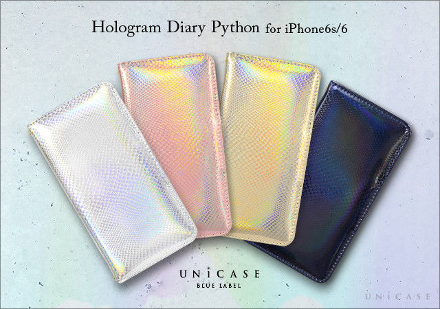 “Hologram Diary Python”パイソン柄のホログラム生地を使用したメタリックなiPhone6s/6ケース「UNiCASE BLUE LABEL」から登場！