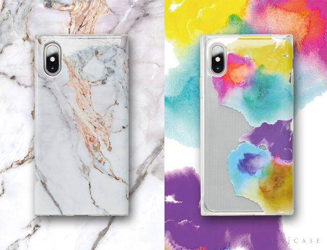 多種多様な女性のライフスタイルに合わせたアイテムを提案する新ブランド“MAELYS LOUNA（マエリスルーナ）”：Maelys Collections Marble,Clear for iPhoneXS/X,iPhoneXR：Louna Collections Watercolor for iPhoneXS/X,iPhoneXR
