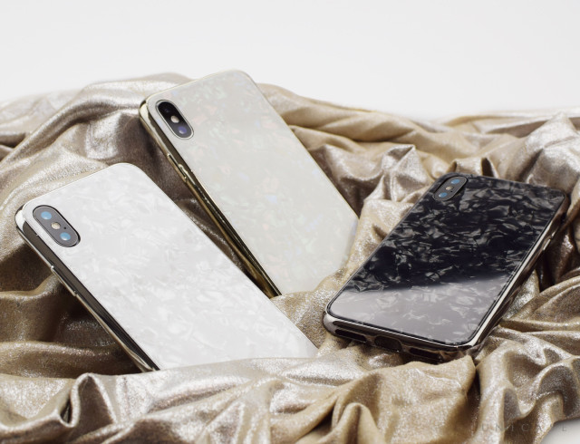 シェル柄の強化ガラスを使用したキラキラ輝くGlass Shell Case for iPhoneXS/X,iPhoneXR