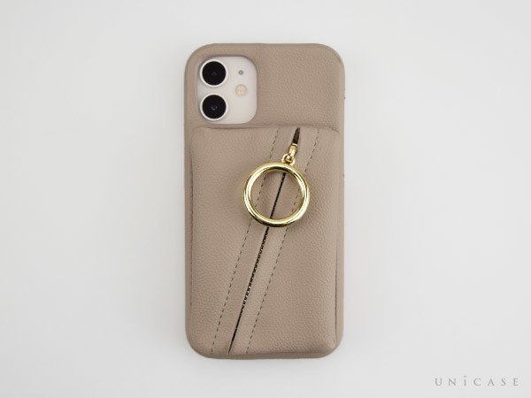 【iPhone12 mini ケース】Clutch Ring Case for iPhone12 mini (beige)装着 正面