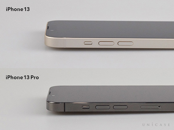 iPhone13(左)とiPhone13Pro(右) サイドボタン(音量)
