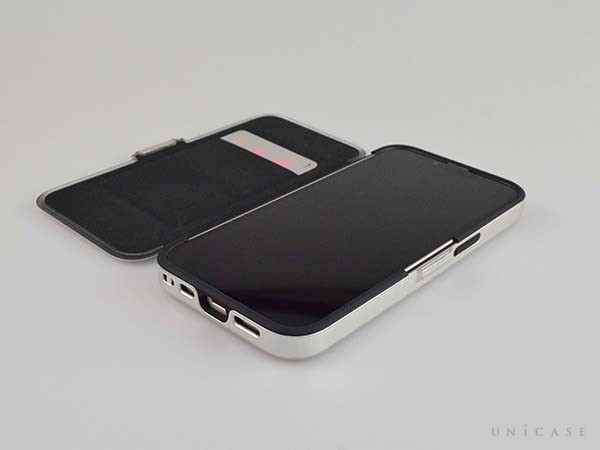 【iPhone13 ケース】ZERO HALLIBURTON Hybrid Shockproof Flip Case for iPhone13 (Silver) 装着 サイドボタン、
コネクター