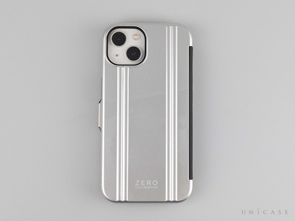 【iPhone13 ケース】ZERO HALLIBURTON Hybrid Shockproof Flip Case for iPhone13 (Silver) 装着 正面