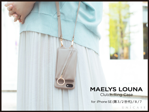 【iPhoneSE(第3世代)対応】MAELYS LOUNAからポーチ付きで肩掛けできるおしゃれなiPhoneケース “Clutch Ring Case”の予約販売開始 ～ミラーやスタンドなど女性のほしい機能が詰め込まれた人気商品～