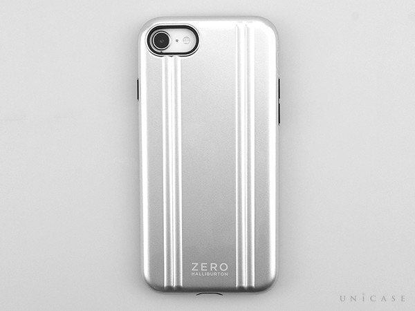 【iPhoneSE(第3/2世代)/8/7 ケース】ZERO HALLIBURTON Hybrid Shockproof case for iPhoneSE(第3世代)(Silver) 装着 正面
