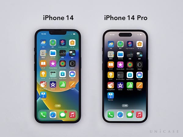 iPhone14(左)とiPhone14Pro(右) 画面サイズ比較
