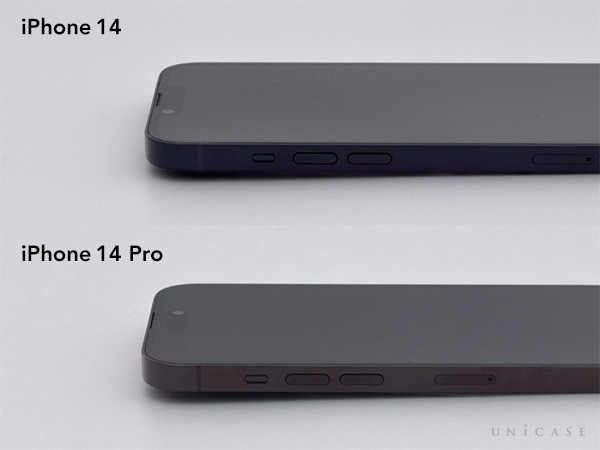 iPhone14(左)とiPhone14Pro(右) サイドボタン(音量)
