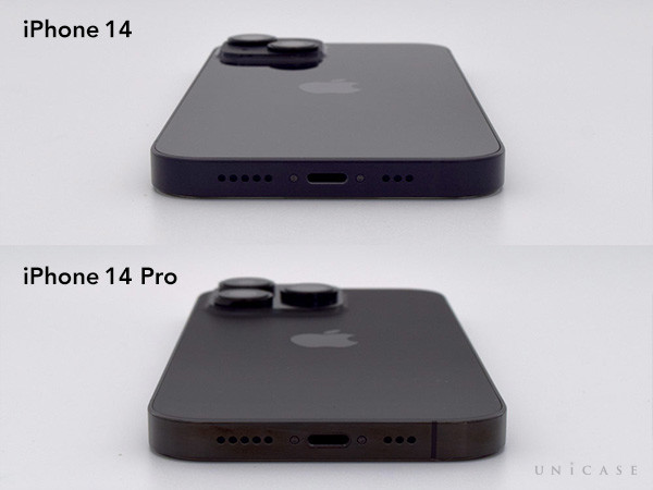 iPhone14(左)と14Pro(右) コネクタ部分