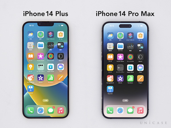 iPhone14 Plus，iPhone14 Pro Maxディスプレイ比較