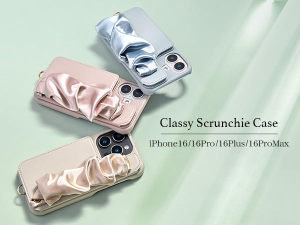 【Apple最新機種iPhone16シリーズ】大きなサテンシュシュが大人女子に人気の『Classy Scrunchie Case』