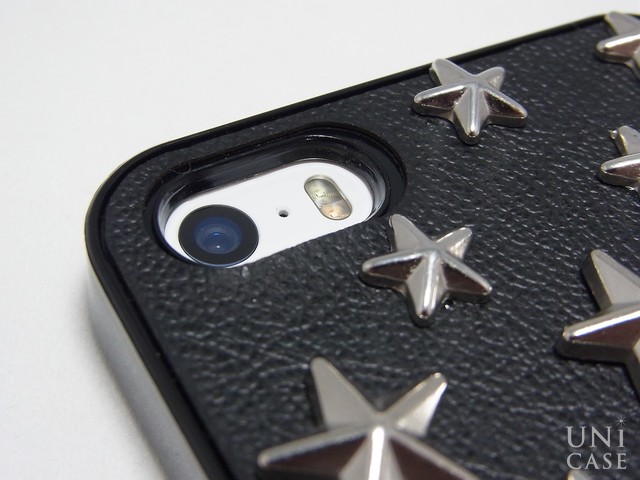 【iPhone5s/5 ケース】スタッズレザーケース Assert Star BLACKのカメラまわり