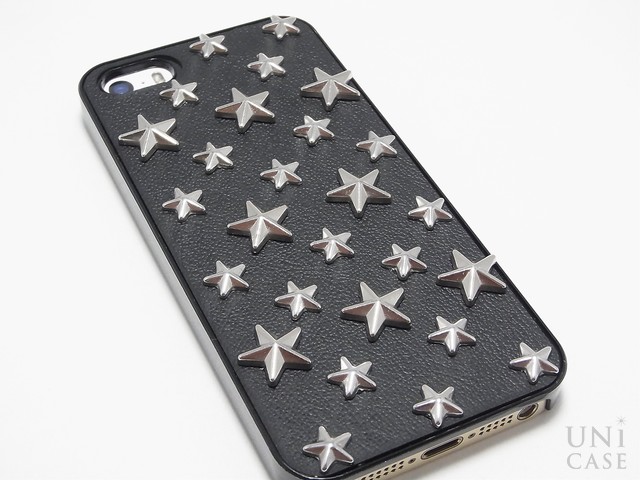 【iPhone5s/5 ケース】スタッズレザーケース Assert Star BLACKの背面
