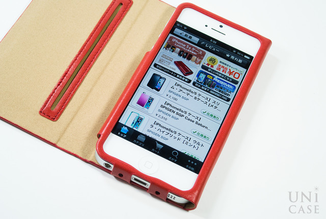 【iPhone5s/5 ケース】One-Sheet Leather Case レッドのマグネット