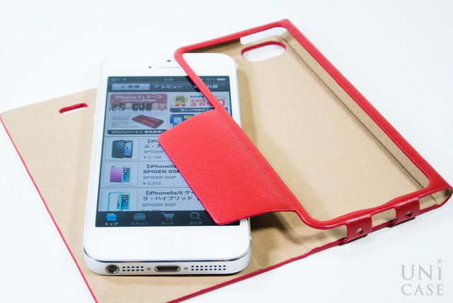 【iPhone5s/5 ケース】One-Sheet Leather Case レッドの装着