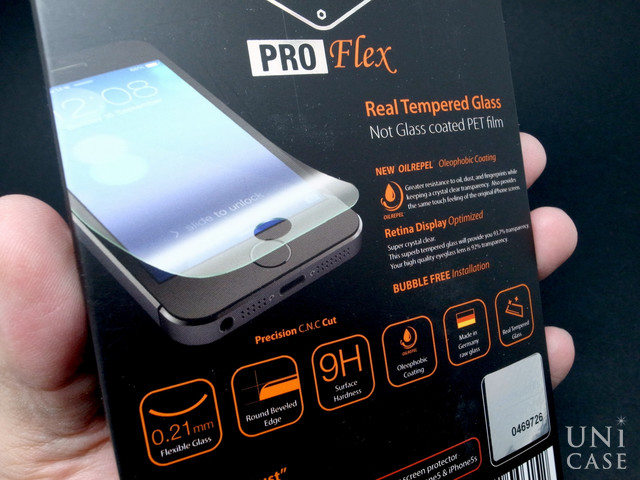 カッターで傷つかないだけじゃない！今度の保護ガラスは薄くて曲がる： ITG PRO Flex - for iPhone 5/5S/5C