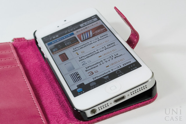 【iPhone5s/5 ケース】ムーミン イタリアンPUブックスタイル（リトルミイ/チェア/ホットピンク）の素材