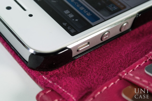 【iPhone5s/5 ケース】ムーミン イタリアンPUブックスタイル（リトルミイ/チェア/ホットピンク）の音量調節ボタン