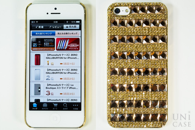 【iPhone5s/5 ケース】フルペーストデコレーションケース Labyrinth Mirror GOLDのサイド