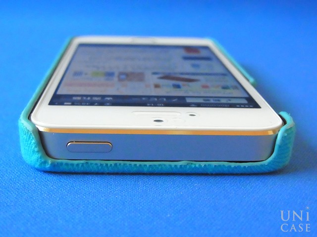 【iPhone5s/5 ケース】KATHARINE HAMNETT LONDON Fabric Cover Set (Blue)の電源ボタン