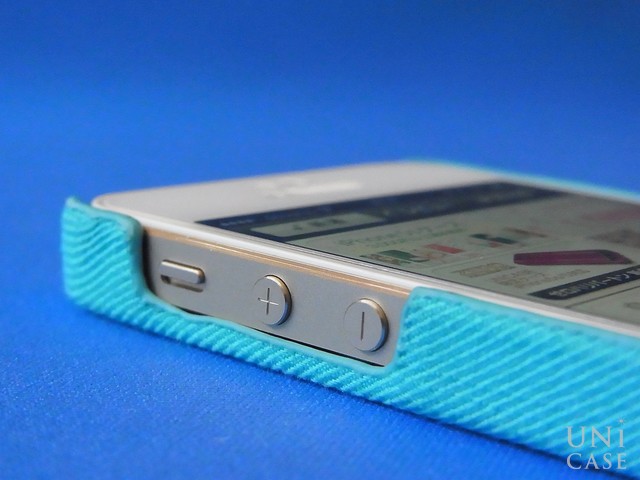 【iPhone5s/5 ケース】KATHARINE HAMNETT LONDON Fabric Cover Set (Blue)のサウンドボタン