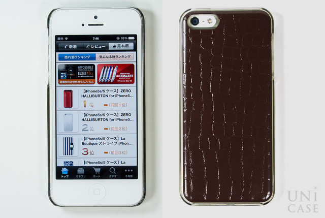 【iPhoneSE(第1世代)/5s/5 ケース】IC-COVER Leather (レザー調ワインレッド)のデザイン