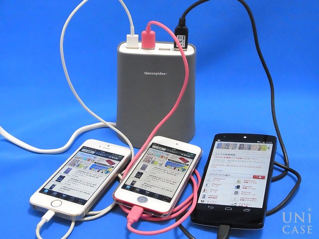 5.1A USB4ポート充電器 (グレー)の充電状況