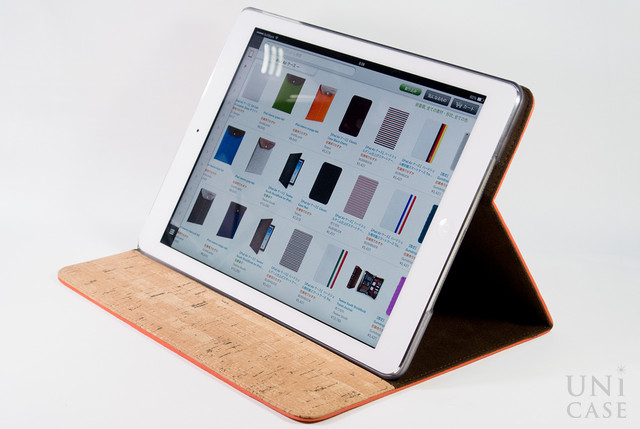 【iPad(9.7inch)(第5世代/第6世代)/iPad Air(第1世代) ケース】Masstige A-Cork Diary (オレンジ)のスタンド機能