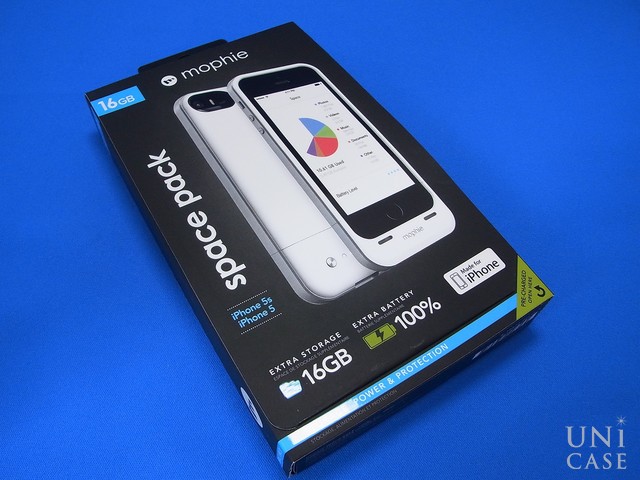 【iPhoneSE(第1世代)/5s/5 ケース】space pack ストレージ内蔵バッテリーケース (16GB/ホワイト)のパッケージ