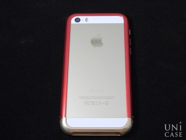 【iPhoneSE(第1世代)/5s/5 ケース】Duralumin Bumper (Red×Gold)の背面