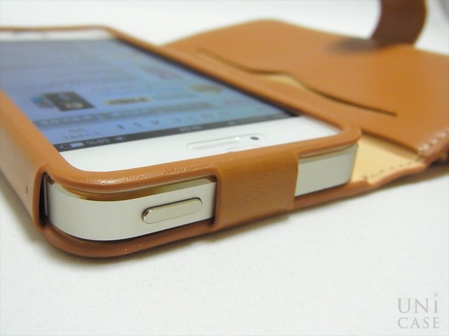 【iPhone5s/5 ケース】BZGLAM レザーコインカバー キャメルの電源ボタン