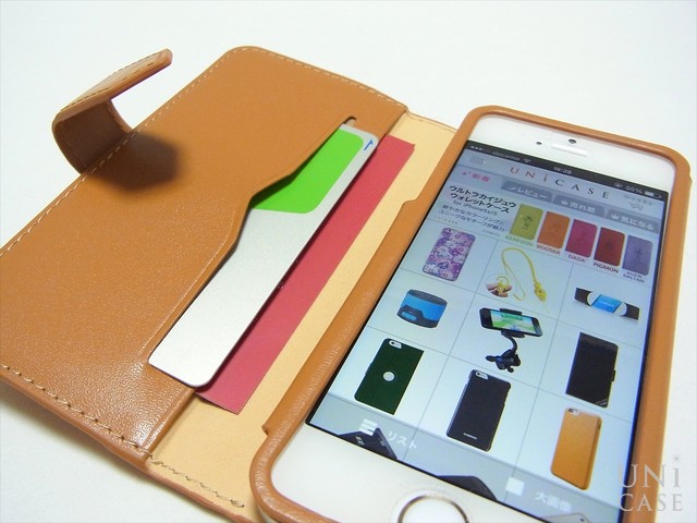 【iPhone5s/5 ケース】BZGLAM レザーコインカバー キャメルのカードポケット