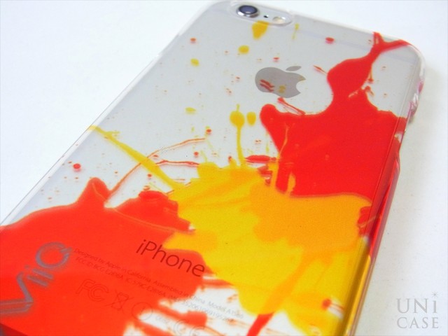 汚れが付きにくいハードコート処理が施されたアートなクリアケース：iPhone6 AViiQ iPhone6 Splash Art  Yellow Orange