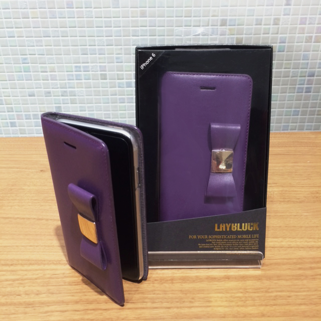 iPhone6sスペースグレイとRibbon Classic Diary パープル