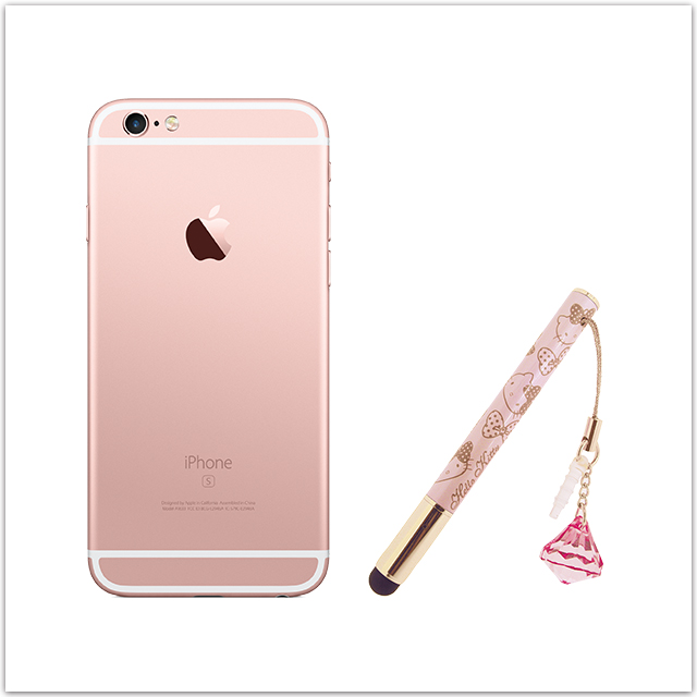 iPhone6sローズゴールドとハローキティ アロマポット付き タッチペン ピンク