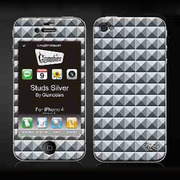 【iPhone4S/4 スキンシール】Studded Silve...