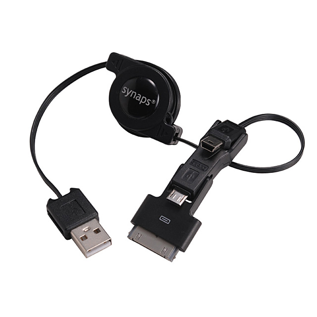 トリプル巻取式多機能USBケーブル ブラックサブ画像