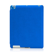 【iPad(第3世代/第4世代) iPad2 ケース】LeatherLook with Front cover for iPad (第3世代)/iPad 2 ブルー